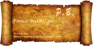 Pencz Balázs névjegykártya