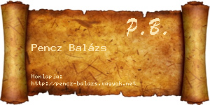 Pencz Balázs névjegykártya